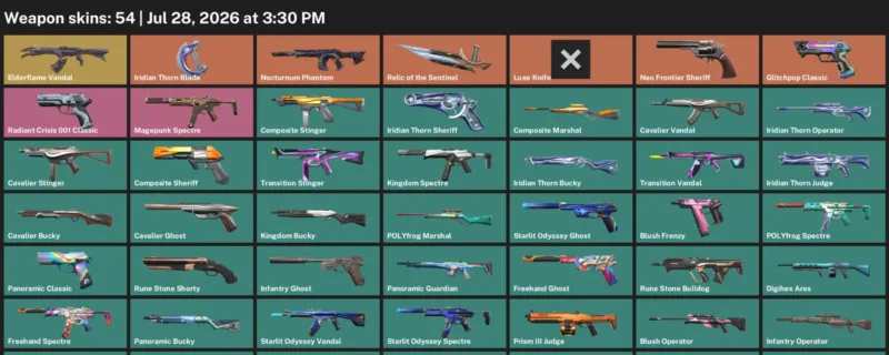 Valorant Accounts listing: LVL 68 · Iridian Thorn Blade & Luxe Knife · 54 Skins - Silver 1, 54 skins