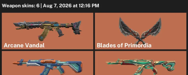 Valorant account inventory for LVL 94 · Arcane Vandal & Blades of Primordia & 6 Skins Arcane Vandal