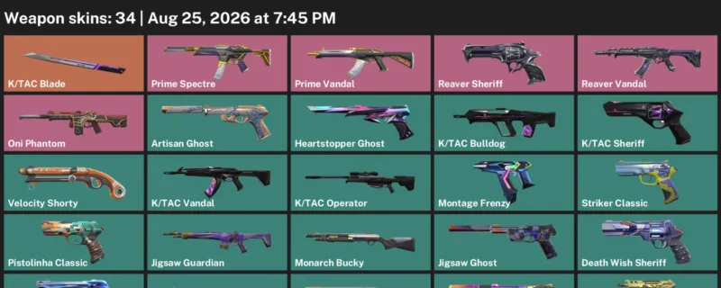 Valorant account inventory for LVL 241 · Tac Blade & Death Wish Sheriff