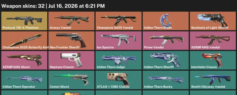 Valorant Accounts listing: LVL 174 · Champions 2025 Butterfly Knife & Iridian Thorn Blade · 32 Skins - Diamond 1, 32 skins