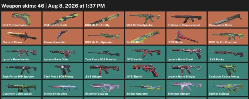 Valorant account inventory for LVL 61 · Reaver Karambit & Xenohunter Knife