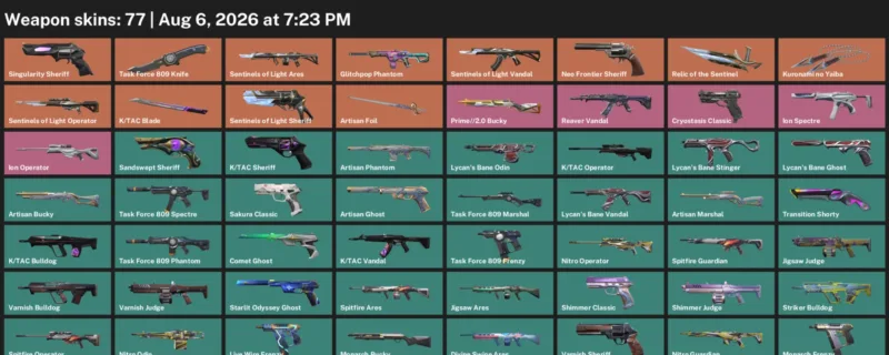 Valorant account inventory for LVL 280 · Tac Blade & Kuronami no Yaiba & Task Force 809 Knife