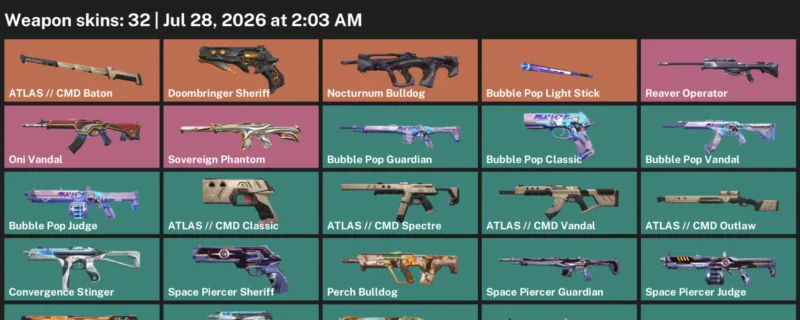 Valorant Accounts listing: LVL 49 · ATLAS // CMD Baton & ATLAS // CMD Classic · 32 Skins - Bronze 1, 32 skins