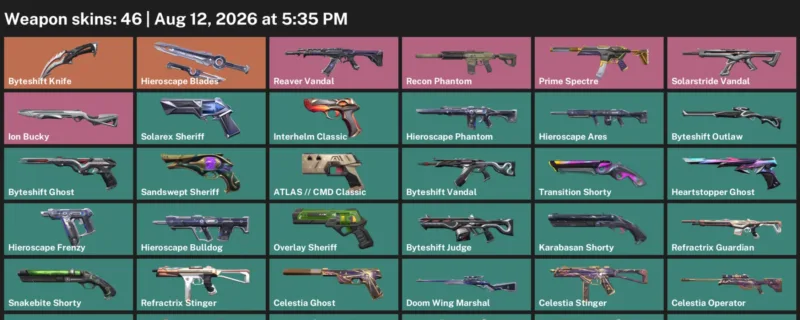 Valorant account inventory for LVL 281 · Byteshift Knife & Byteshift Vandal