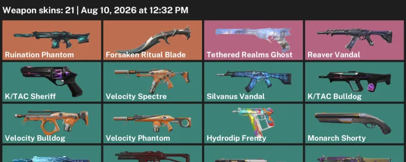 Valorant account inventory for LVL 57 · Forsaken Ritual Blade & Tac Sheriff