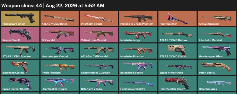 Valorant account inventory for LVL 70 · Araxys Operator & Cmd Vandal