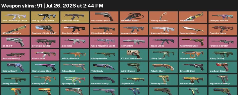 Valorant Accounts listing: LVL 556 · Outpost Melee & Sovereign Sword · 91 Skins - Bronze 3, 91 skins