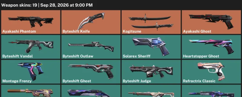 Valorant account inventory for LVL 112 · Byteshift Knife & Ayakashi Phantom