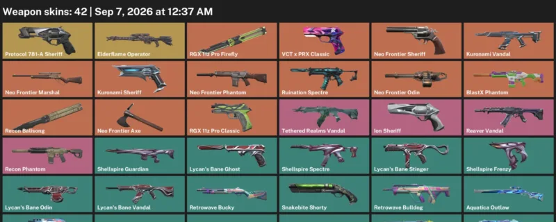 Valorant account inventory for LVL 124 · BlastX Phantom & Aquatica Outlaw
