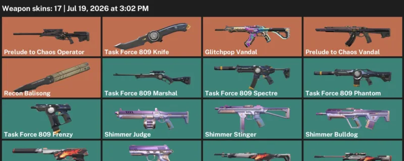 Valorant Accounts listing: LVL 44 · Task Force 809 Knife · 17 Skins - Gold 2, 17 skins