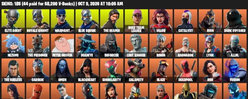 Fortnite account inventory for Elite Agent - Royale Knight - 120 Outfits
