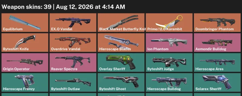 Valorant account inventory for LVL 99 · 2.0 Karambit & Byteshift Knife