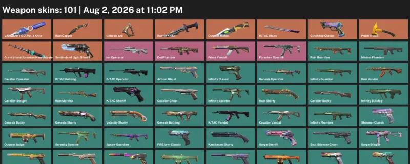 Valorant account inventory for LVL 361 · Reaver Knife & Tac Blade
