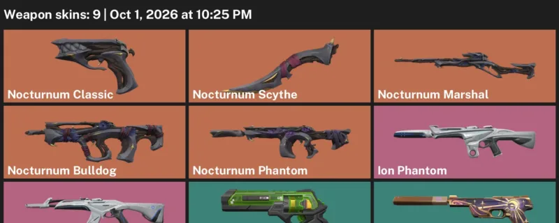 Valorant account inventory for LVL 97 · Nocturnum Scythe & Nocturnum Phantom