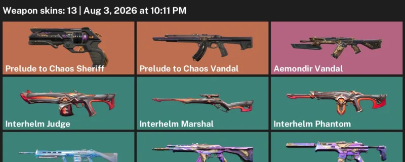 Valorant account inventory for LVL 44 · Belaflaire Vandal & 13 Skins Aemondir Vandal