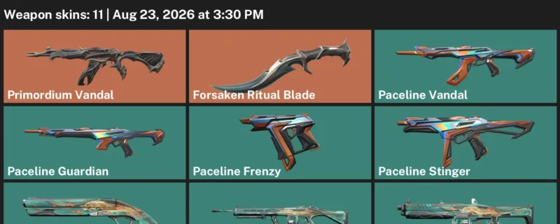 Valorant account inventory for LVL 23 · Forsaken Ritual Blade & Paceline Vandal