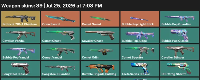 Valorant Accounts listing: LVL 91 · Comet Sword & Orion Sword · 39 Skins - Silver 2, 39 skins