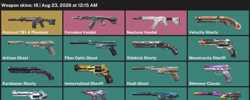 Valorant account inventory for LVL 199 · Forsaken Vandal & Game Over Sheriff