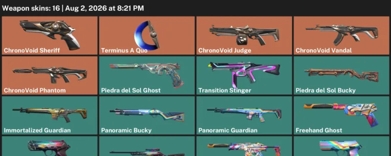 Valorant account inventory for LVL 43 · ChronoVoid Vandal & ChronoVoid Phantom