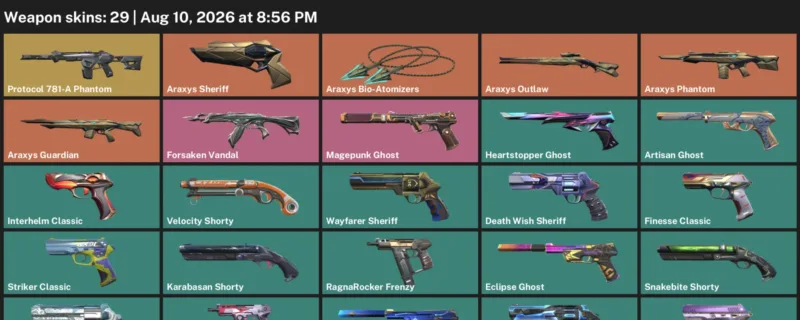 Valorant account inventory for LVL 270 · Araxys Phantom & Araxys Sheriff