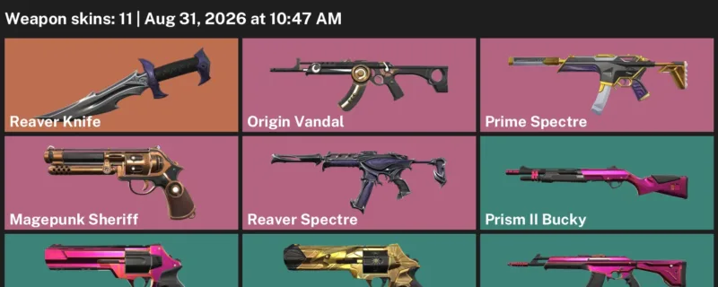 Valorant account inventory for LVL 65 · Reaver Knife & Magepunk Sheriff