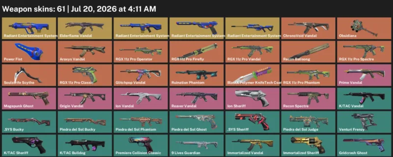 Valorant Accounts listing: LVL 98 · BlastX Polymer KnifeTech Coated Knife & Soulstrife Scythe · 61 Skins - Gold 1, 61 skins