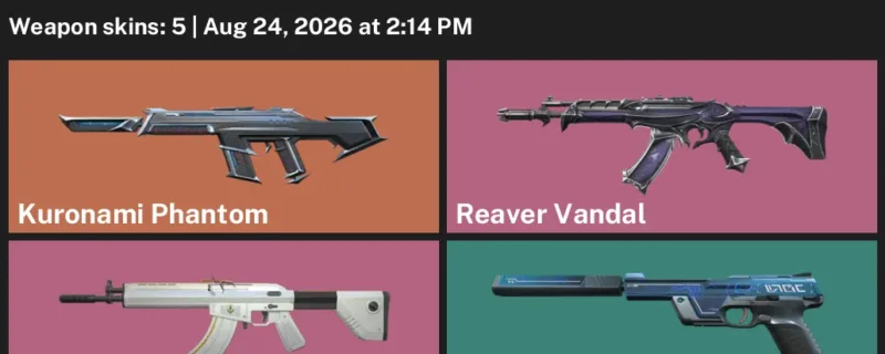 Valorant account inventory for LVL 91 · Kuronami Phantom & Reaver Vandal