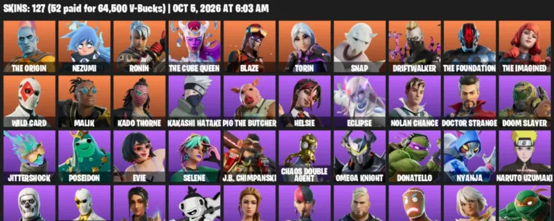 Fortnite account inventory for The Origin - Nezumi - 120 Outfits