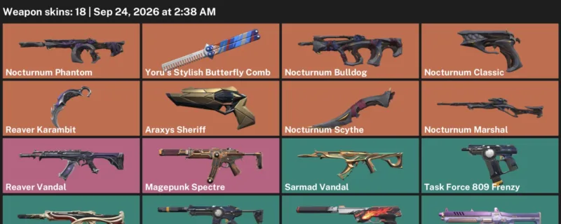 Valorant account inventory for LVL 25 · Nocturnum Scythe & Reaver Karambit & 18 Skins Nocturnum Scythe
