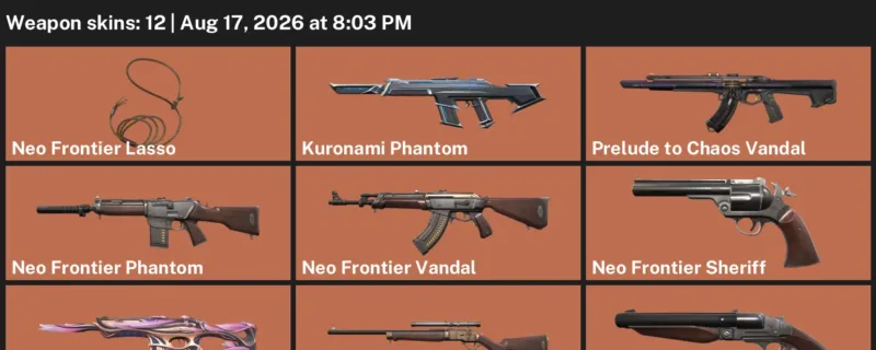 Valorant account inventory for LVL 1 · Kuronami Phantom & Kuronami Spectre