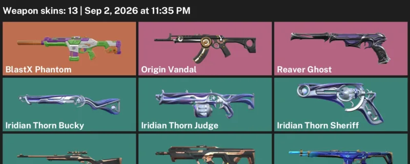 Valorant account inventory for LVL 59 · Reaver Ghost & Origin Vandal