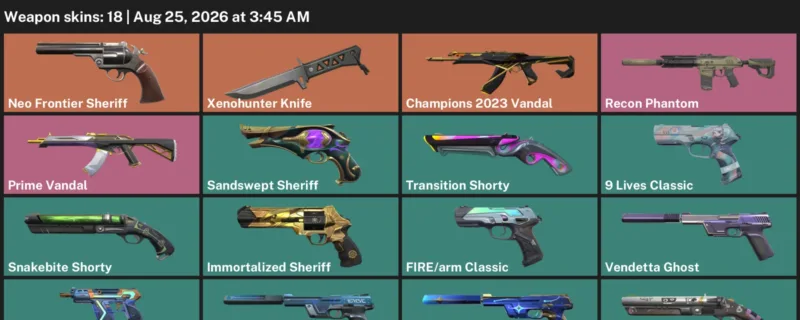 Valorant account inventory for LVL 234 · Champions 2023 Vandal & Xenohunter Knife