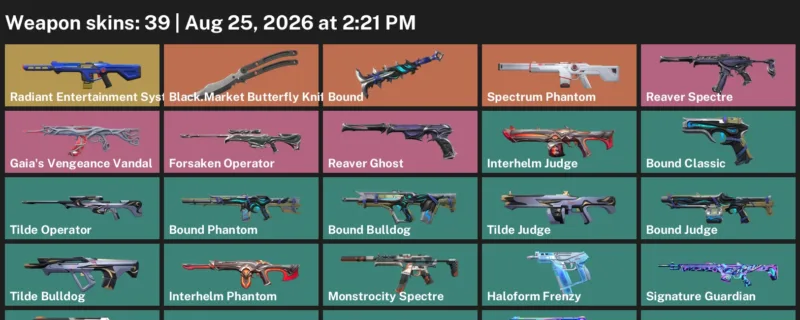 Valorant account inventory for LVL 55 · Black.Market Butterfly Knife & Bound Judge