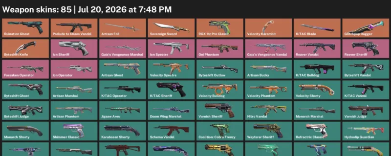 Valorant Accounts listing: LVL 312 · Byteshift Knife & Glitchpop Dagger · 85 Skins - Platinum 1, 85 skins