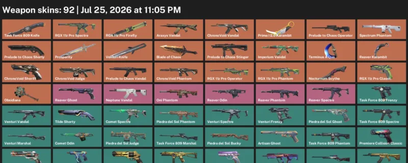 Valorant Accounts listing: LVL 250 · Blade of Chaos & Nocturnum Scythe · 92 Skins - Gold 2, 92 skins