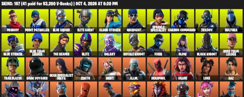 Fortnite account inventory for Prodigy - Point Patroller - 120 Outfits