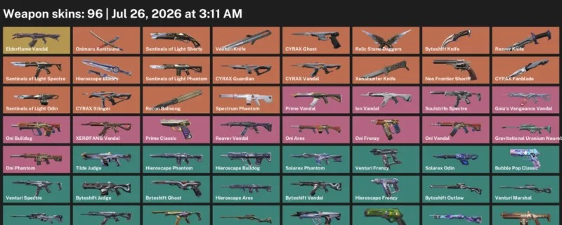 Valorant Accounts listing: LVL 129 · Byteshift Knife & Reaver Knife · 96 Skins - Gold 3, 96 skins