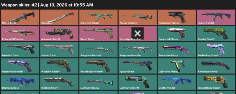 Valorant account inventory for LVL 311 · Reaver Knife & Araxys Operator