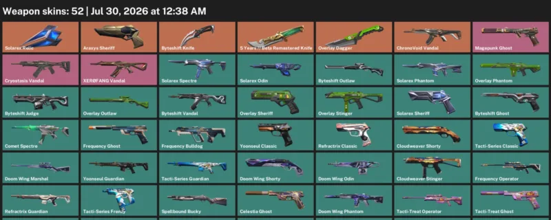 Valorant Accounts listing: LVL 96 · 5 Years // Beta Remastered Knife & Byteshift Knife · 52 Skins - Unranked, 52 skins