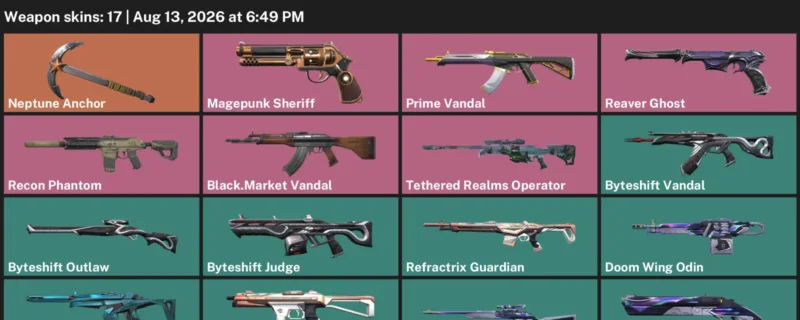 Valorant account inventory for LVL 51 · Byteshift Vandal & 17 Skins Black.Market Vandal