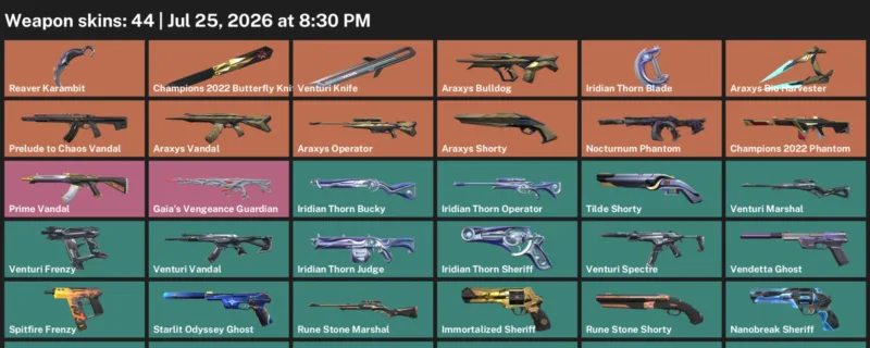Valorant Accounts listing: LVL 137 · Champions 2022 Butterfly Knife & Iridian Thorn Blade · 44 Skins - Silver 2, 44 skins