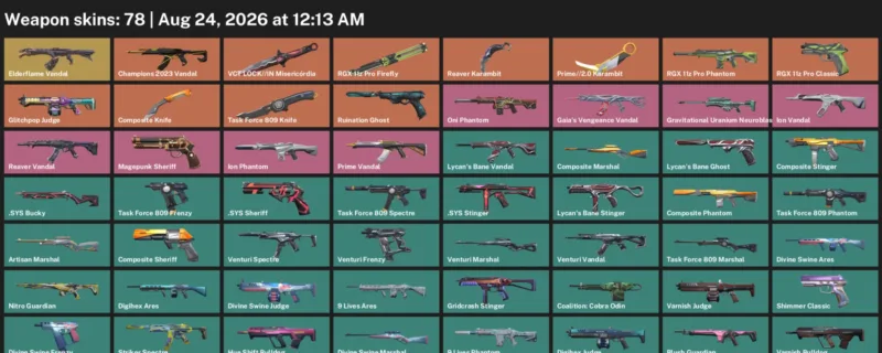 Valorant account inventory for LVL 85 · Reaver Karambit & Composite Knife & Prime