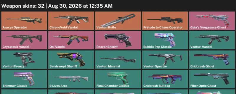 Valorant account inventory for LVL 292 · Araxys Operator & ChronoVoid Vandal