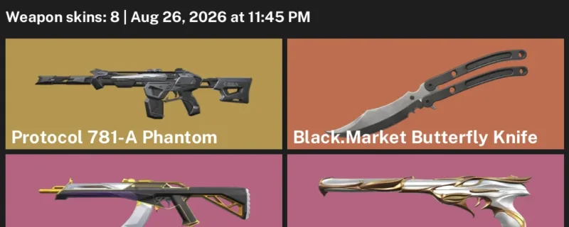 Valorant account inventory for LVL 17 · Prime Vandal & Black.Market Butterfly Knife