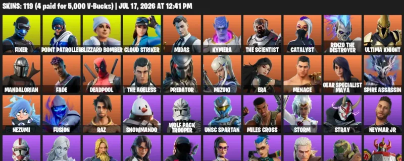 Fortnite Accounts listing: LVL 1936 - Fixer - Point Patroller - 119 Outfits - 119 outfits