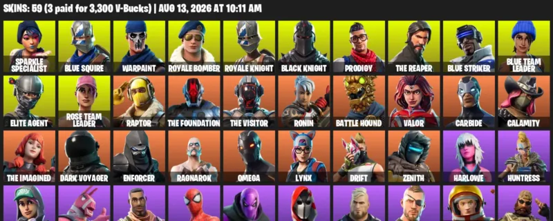 Fortnite account inventory for LVL 1253 - Sparkle Specialist - Blue Squire - 59 Outfits