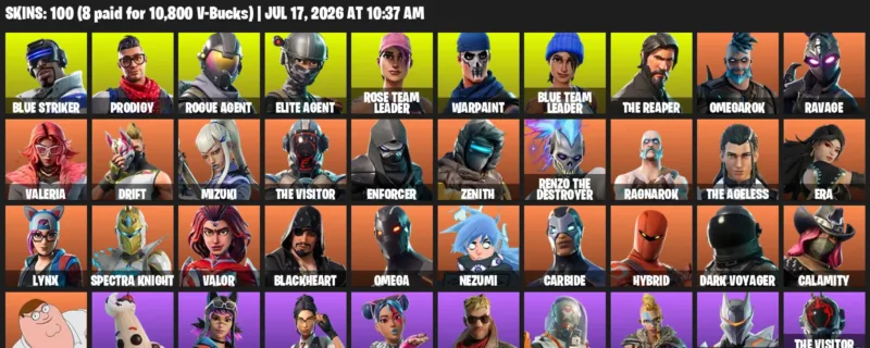 Fortnite Accounts listing: LVL 1589 - Blue Striker - Prodigy - 100 Outfits - 100 outfits