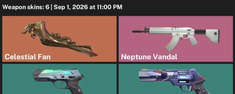 Valorant account inventory for LVL 113 · Neptune Vandal & Celestial Fan