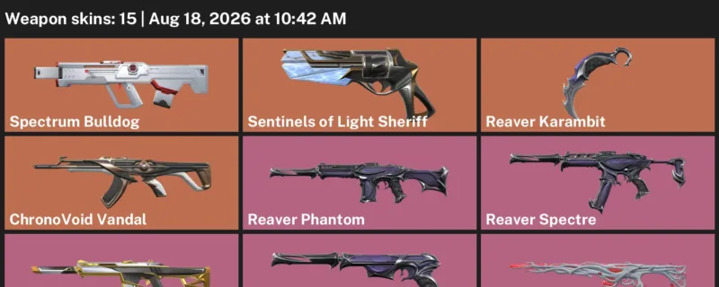 Valorant account inventory for LVL 100 · Reaver Karambit & ChronoVoid Vandal