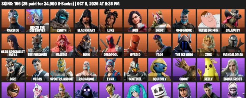 Fortnite account inventory for Carbide - Renzo the Destroyer - 120 Outfits